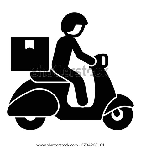 Delivery icon with a courier delivering a package using a scooter