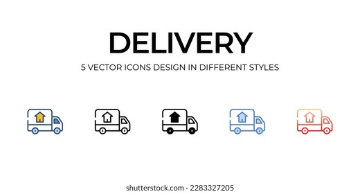 Diseño de iconos de entrega en estilo Cinco con barra modificable. Línea, Sólido, Línea plana, Color de tono Duo y Línea de degradado de color. Adecuado para el diseño de páginas Web, aplicaciones móviles, UI, UX � y � interfaz gráfica de usuario �.
