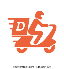 Delivery icon. Fast shipping symbol. Man on motorcycle sign isolated on white background. Pictogram flat design. Vector illustration