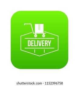 Delivery icon green vector isolated on white background
