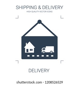 delivery icon. high quality filled delivery icon on white background. from shipping delivery collection flat trendy vector delivery symbol. use for web and mobile