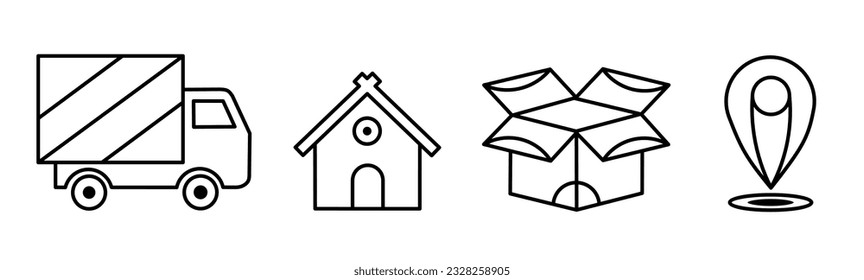 Delivery icon. Delivery line icon collection. Stock vector.