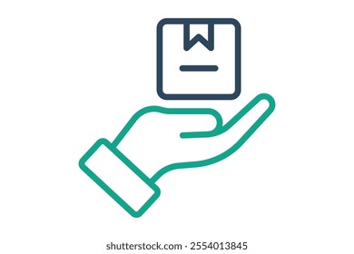 Delivery icon. line icon style. hand with product. icon related to procurement. procurement management elements vector illustration