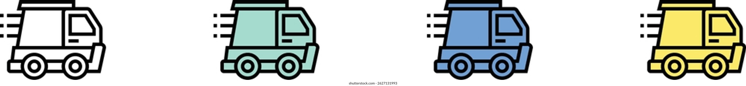 delivery icon. Outline, Green, Blue and Yellow Style Design Isolated On White Background