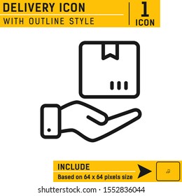 Delivery icon with outline style isolated on white background. Freight vector icon for web design, ui, ux, cellular apps and mobile apps. Flat design for business, ecommerce, logistics and more