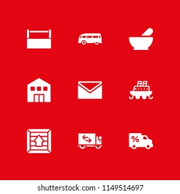 delivery icon set. closed envelope, van and shipping vector icon for graphic design and web