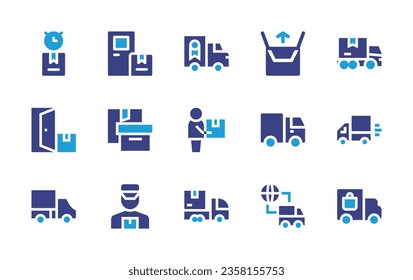 Delivery icon set. Duotone color. Vector illustration. Containing  truck, package, box, fast, delivery, home delivery.