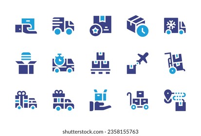 Delivery icon set. Duotone color. Vector illustration. Containing food delivery, delivery truck, delivery, trolley, tracking, box, shipping, package.