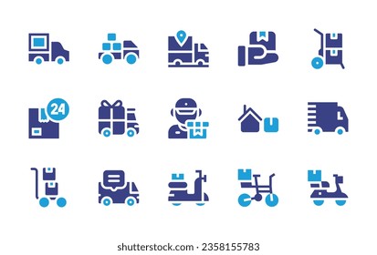 Delivery icon set. Duotone color. Vector illustration. Containing truck, delivery, van, fast, express delivery.