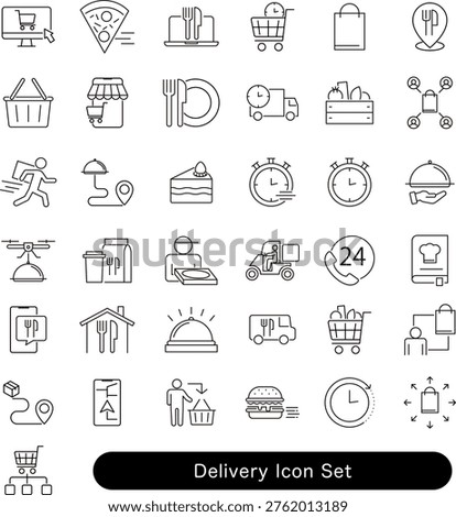 Delivery Icon Set | Delivery, Home Delivery, Food Delivery Concept Materials