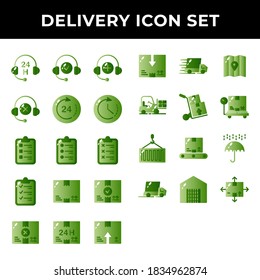 Delivery icon set include customer,clipboard,package,delivery, shipping,forklift,scale,container,inventory,umbrella,warehouse