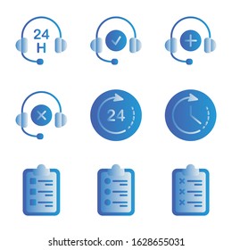 Delivery icon set outline style including support,clipboard