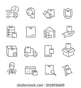 Delivery icon set. Delivery pack symbol vector elements for infographic web