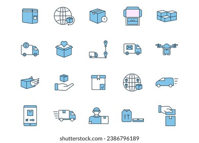 delivery icon set. icon related to delivery. suitable for web site design, app, user interfaces. flat line icon style. simple vector design editable