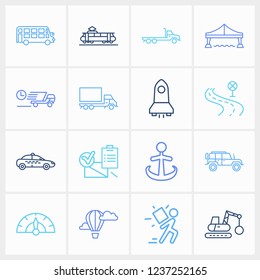 Delivery icon set and suv with anchor, hot air balloon and porter. Naval related delivery icon vector for web UI logo design.