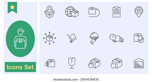 Colección de símbolo de conjunto de íconos de entrega, Ilustración vectorial aislada de logotipo