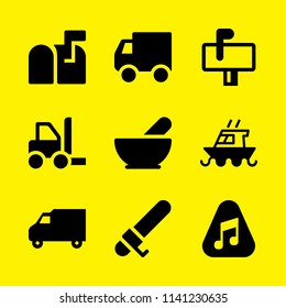 delivery icon set. With delivery truck, forklift and mailbox  vector icons for graphic design and web