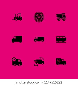 delivery icon set. delivery, van and pizza vector icon for graphic design and web