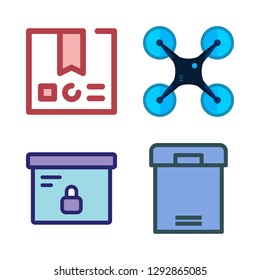 delivery icon set. vector set about box, drone and package icons set.