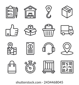 Ilustración vectorial de conjunto de iconos de entrega
