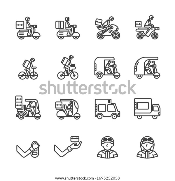 Delivery icon set/Flat icon set design, Out line\
vector icon set for\
design.