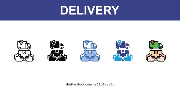 Delivery icon sets with five styles
