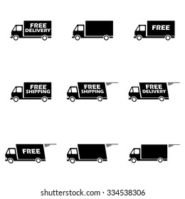 Delivery icon silhouette shipping truck set isolated on white background vector illustration