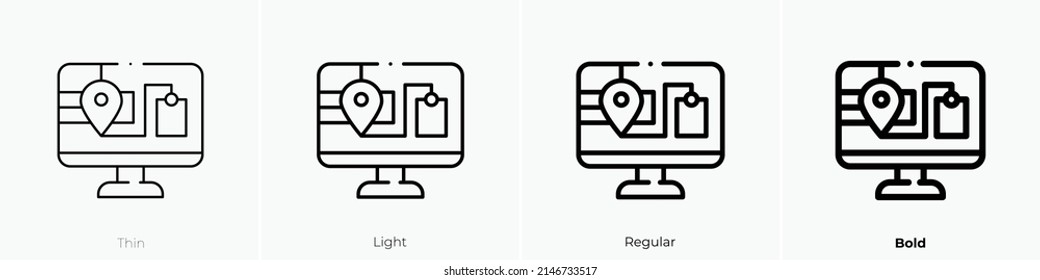 delivery icon. Thin, Light Regular And Bold style design isolated on white background