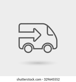 delivery icon, thin line, black color with shadow