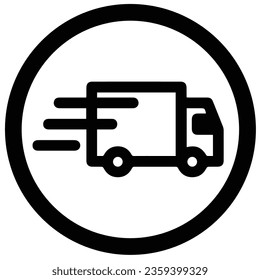 Delivery icon. Truck rushing to deliver goods.