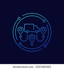 Liefersymbol mit Lieferwagen, lineares Design