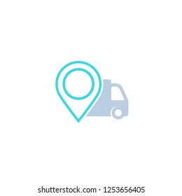 delivery icon with van and marker