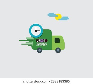 Liefersymbol, Vektordesign, für 24-7 Auslieferung, Gratis-Liefersymbol, Icon oder Logo