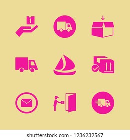 delivery icon. delivery vector icons set courier gives parcel, ship, open box and fast delivery truck