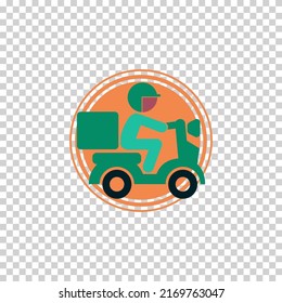 Delivery Icon Vector Illustration, silhouette people and motorcycle, easy to change color. EPS 10