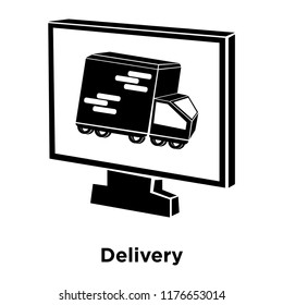 Delivery icon vector isolated on white background, logo concept of Delivery sign on transparent background, filled black symbol