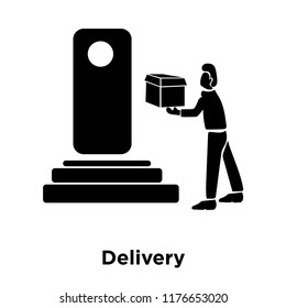 Delivery icon vector isolated on white background, logo concept of Delivery sign on transparent background, filled black symbol