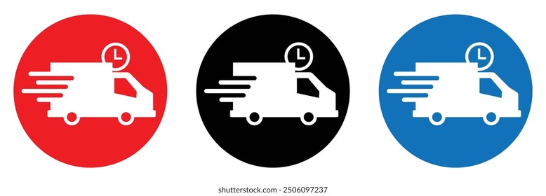 Vector del icono de la entrega aislado en el fondo blanco. Icono de entrega rápida. Camión de entrega de envío rápido. Entrega de icono de camión. EPS10
