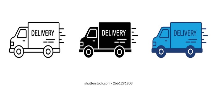 Vector del icono de la entrega aislado en el fondo blanco. Icono de entrega rápida. Camión de entrega de envío rápido. Icono de camión de entrega . Ilustración vectorial.