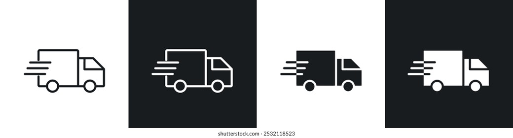 Delivery icon vector icon set black filled and outlined style.