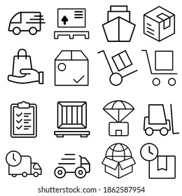 Delivery icon vector set. Post illustration sign collection. Parcel symbol.