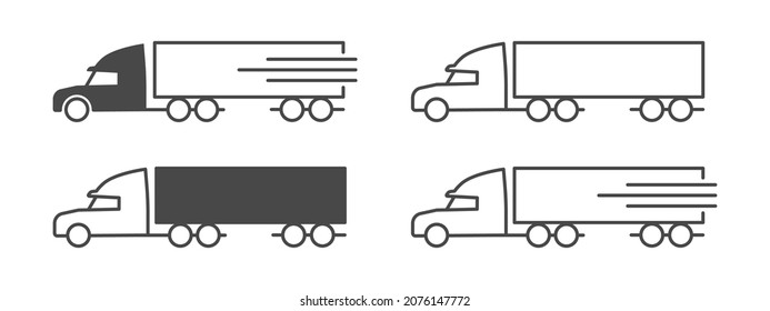 Delivery icons. American truck icons. Delivery service icons. Vector illustration