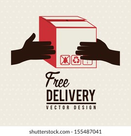 Delivery icons with box over lines background vector illustration