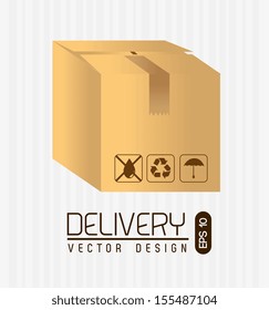 Delivery icons with box over lines background vector illustration