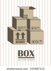 Delivery icons with box over lines background vector illustration