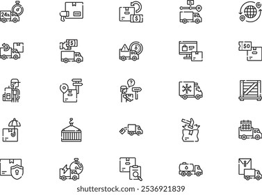 Delivery icons collection is a vector illustration with editable stroke.