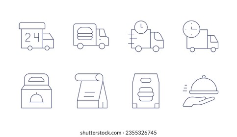 Delivery icons. Editable stroke. Containing delivery truck, delivery, food delivery.