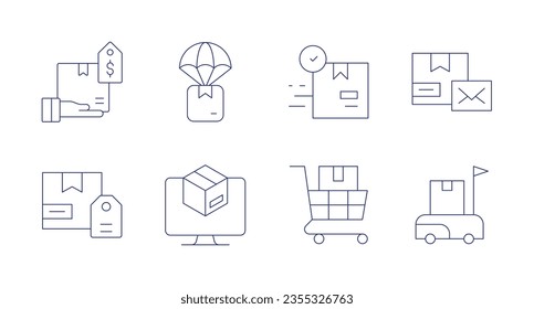 Delivery icons. Editable stroke. Containing delivery box, product.