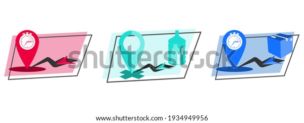 Delivery icons.
Fast delivery, water delivery, parcel delivery. Vector graphics for
websites and
applications