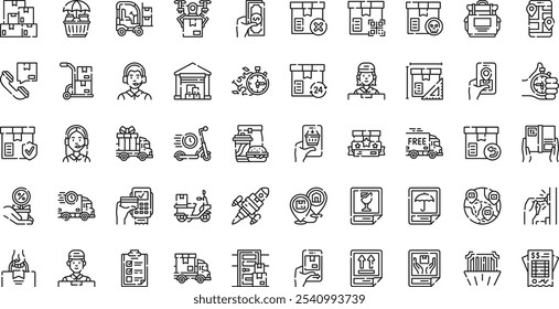 Delivery icons . High-Quality Vector Icons Collection with Editable Stroke. Ideal for Professional and Creative Projects.